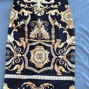 Elegant Black and Gold Baroque Skirt
